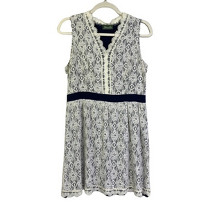 MAUDE White Floral Lace Sleeveless A-Line Mini Dress‎